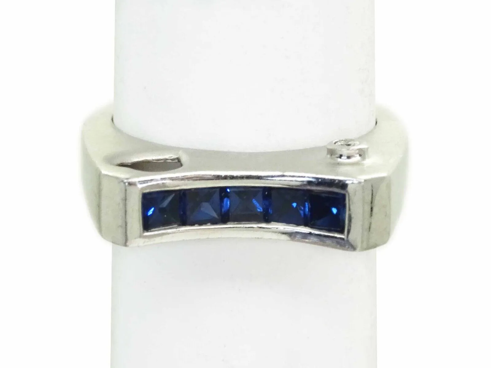 0.55ct tw Natural Sapphire & Diamond Heart Filigree 850 Platinum Ring Size 6.25