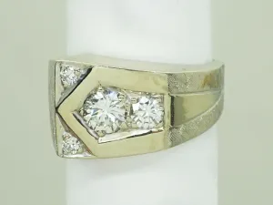 0.75ct tw Earth Mined Diamond Ribbon Edge Design Ring 14k White Gold Size 7.5