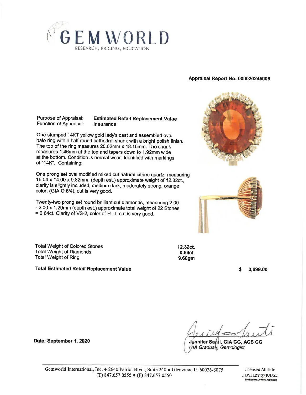 12.96ct tw Large Oval Mandarin Citrine & Diamond  Filigree Ring 14k Gold Size 7