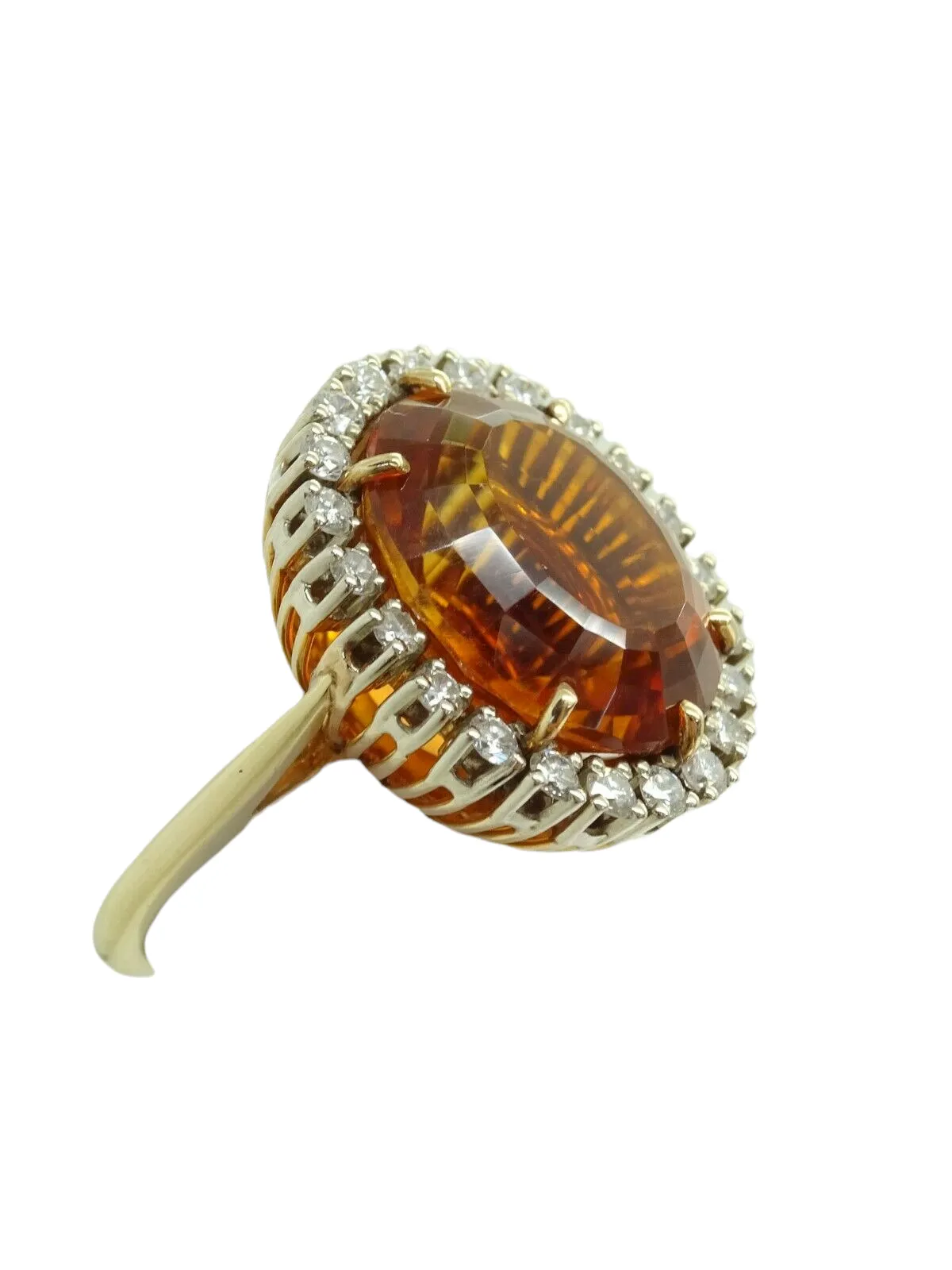 12.96ct tw Large Oval Mandarin Citrine & Diamond  Filigree Ring 14k Gold Size 7