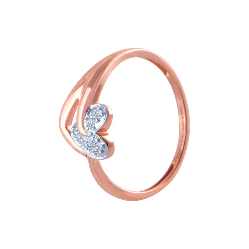 14k (585) Rose Gold And Diamond Ring For Women