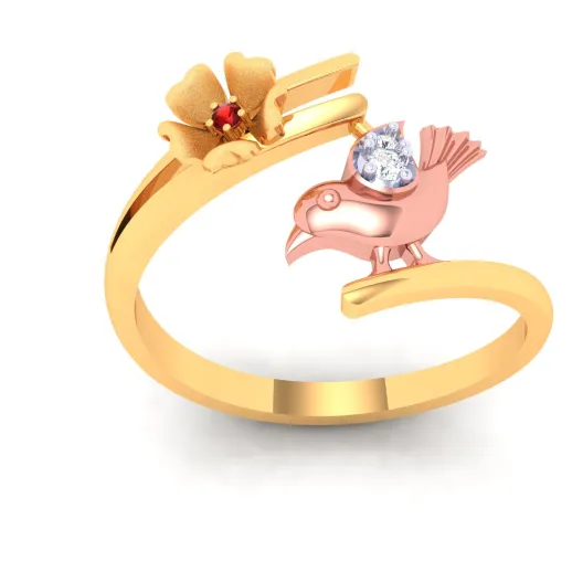 14k Beautiful Gold Ring With A Yellow Gold Bird From Amazea Collection