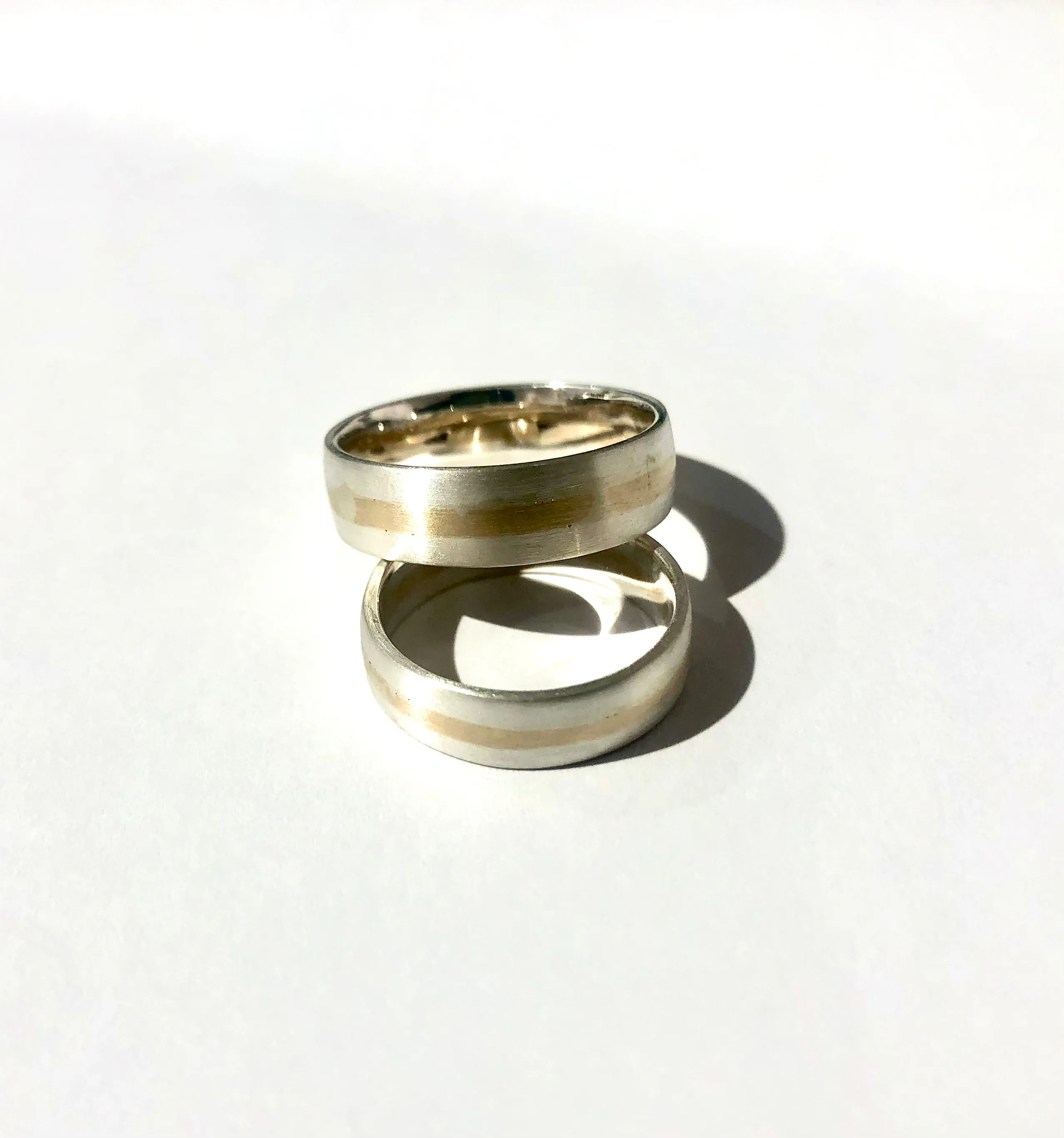 14k Gold and Sterling Silver 6 mm Modern Two-tone Mixed Metal Ring