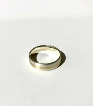 14k Gold and Sterling Silver 6 mm Modern Two-tone Mixed Metal Ring