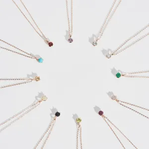 [14K Gold] Grang Natural Birthstone Necklace