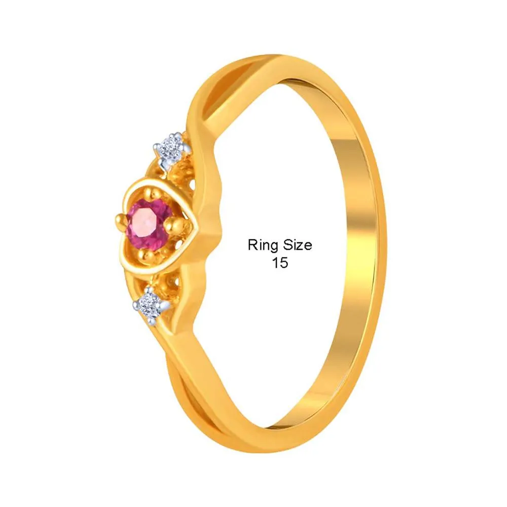 14k Gold Heart Pink And Yellow  Ring