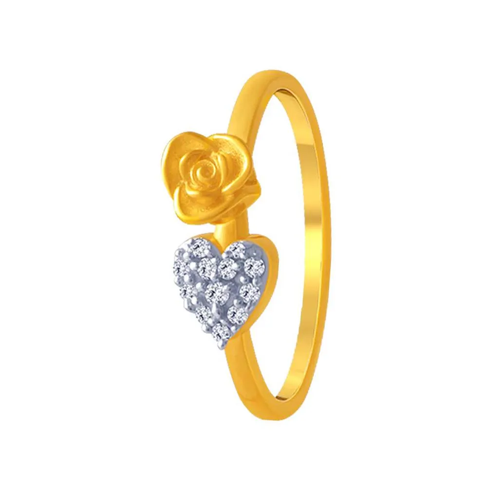 14k Gold Studded Heart Ring