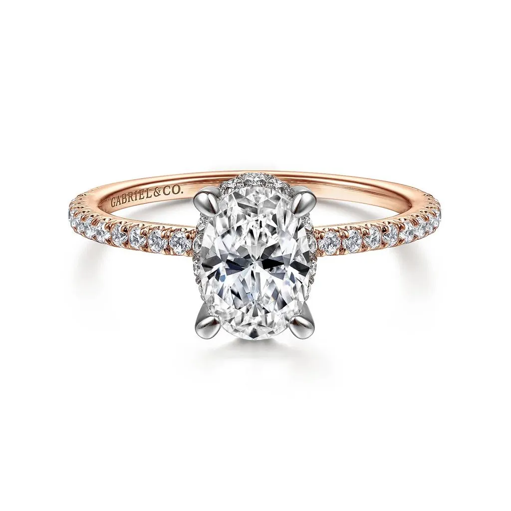 14K Rose And White Gold 'Hart' Hidden Halo Diamond Engagement Ring