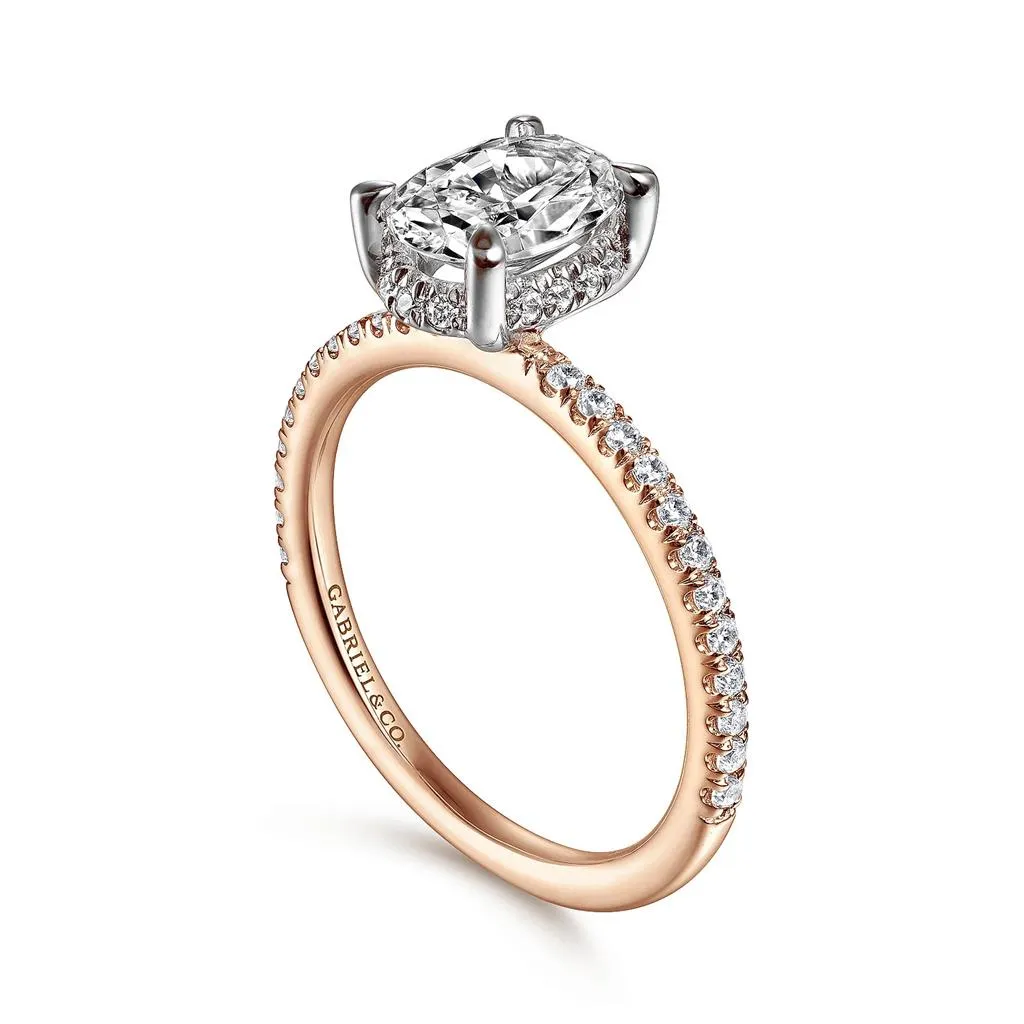 14K Rose And White Gold 'Hart' Hidden Halo Diamond Engagement Ring