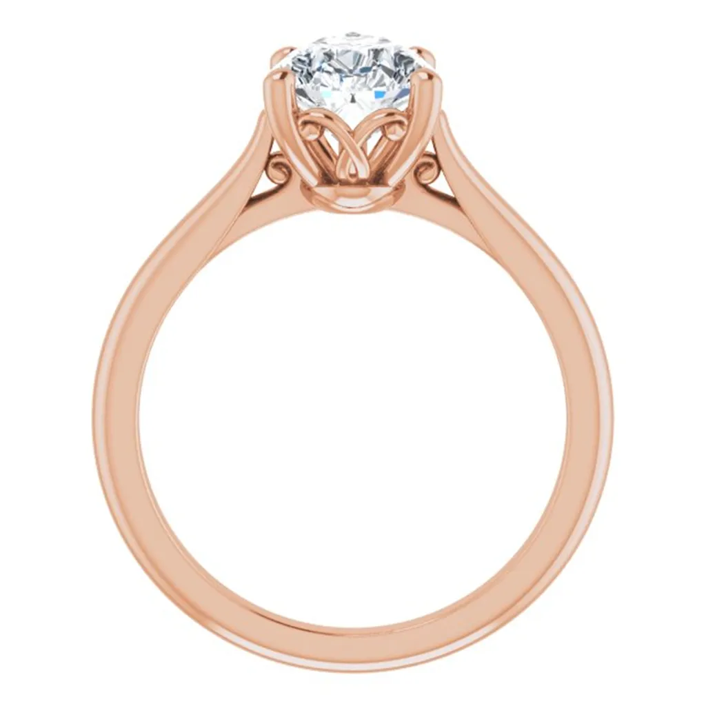 14K Rose Gold Pear Center Solitaire Engagement Ring