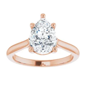 14K Rose Gold Pear Center Solitaire Engagement Ring