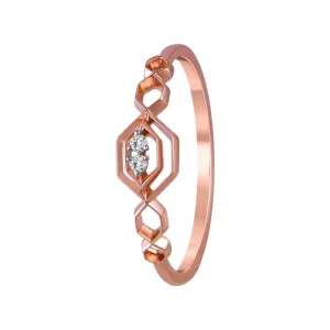 14K Rose Gold Ring Featuring A Honeycomb-inspired Design And Diamonds In The Centre