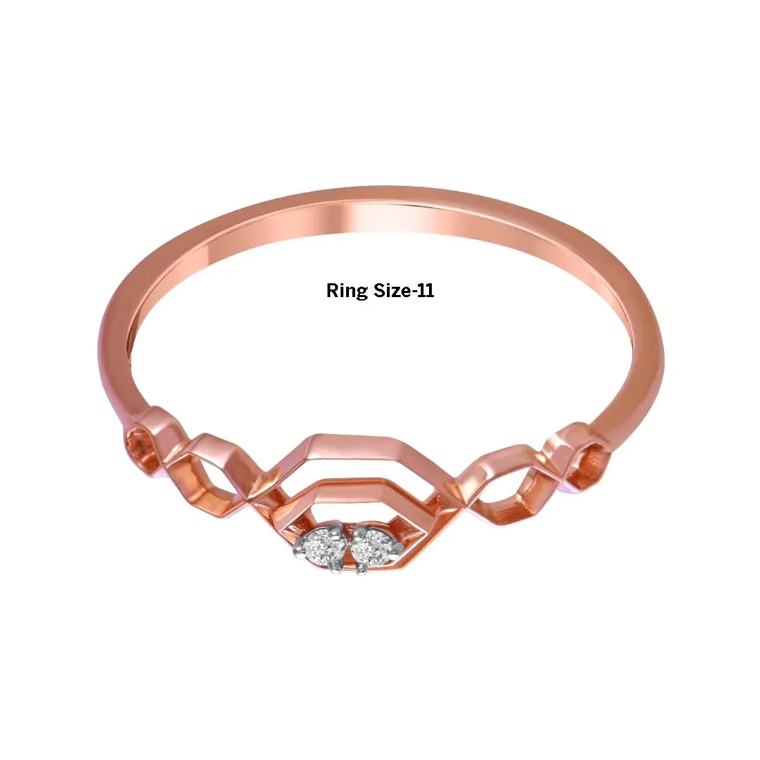 14K Rose Gold Ring Featuring A Honeycomb-inspired Design And Diamonds In The Centre
