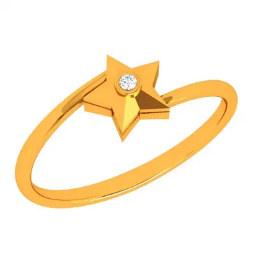 14k Stellar Single Stone Star Shape Gold Ring