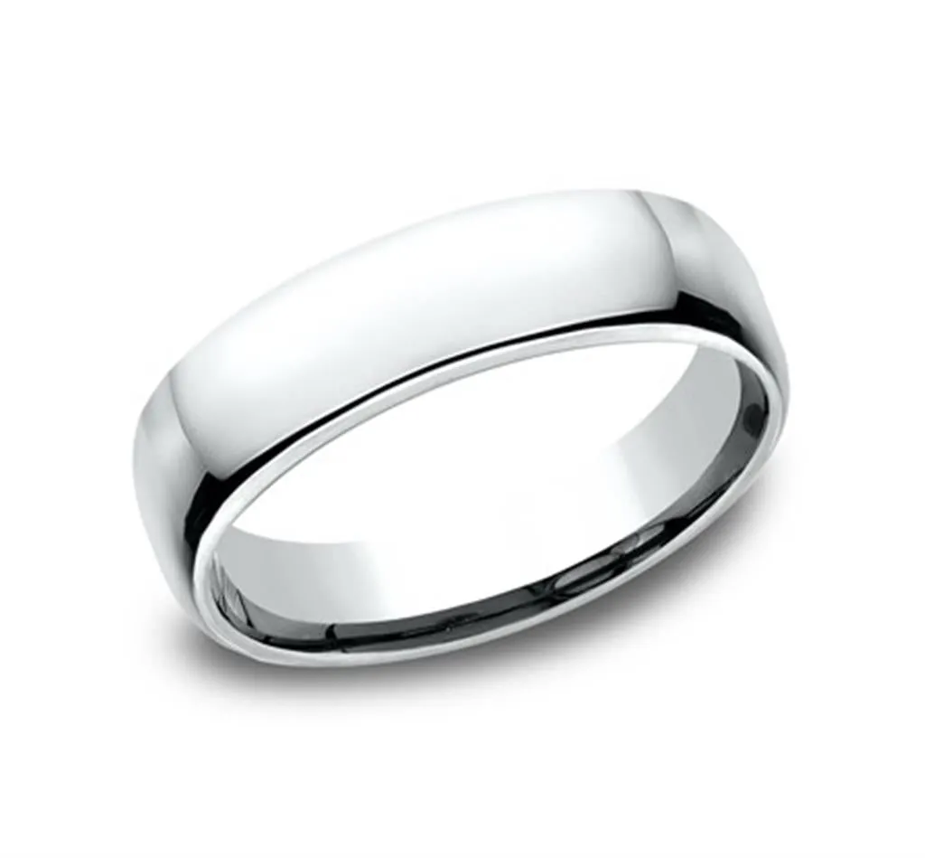 14K White Gold 5mm Super Light Comfort Fit Wedding Band