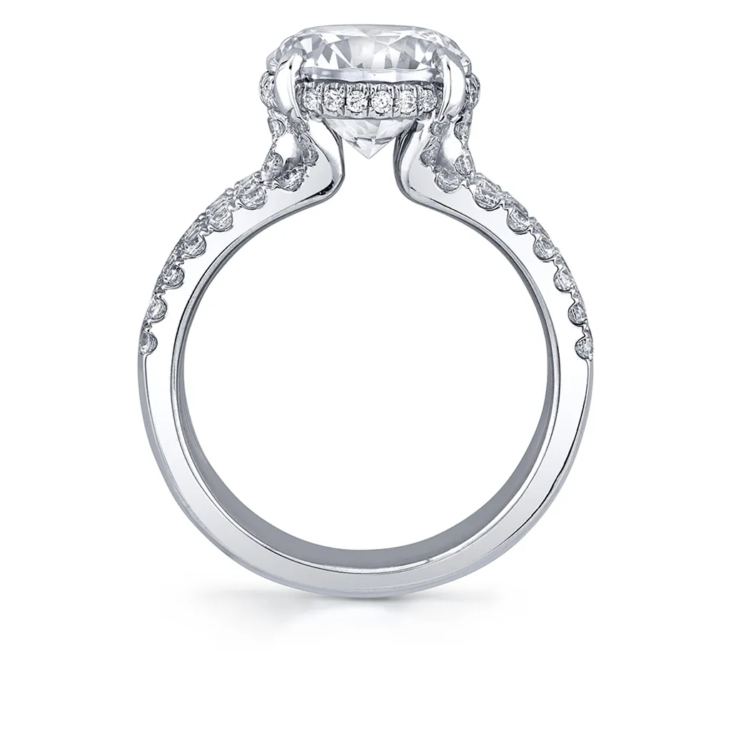 14K White Gold 'Dawn' Hidden Halo Round Diamond Engagement Ring