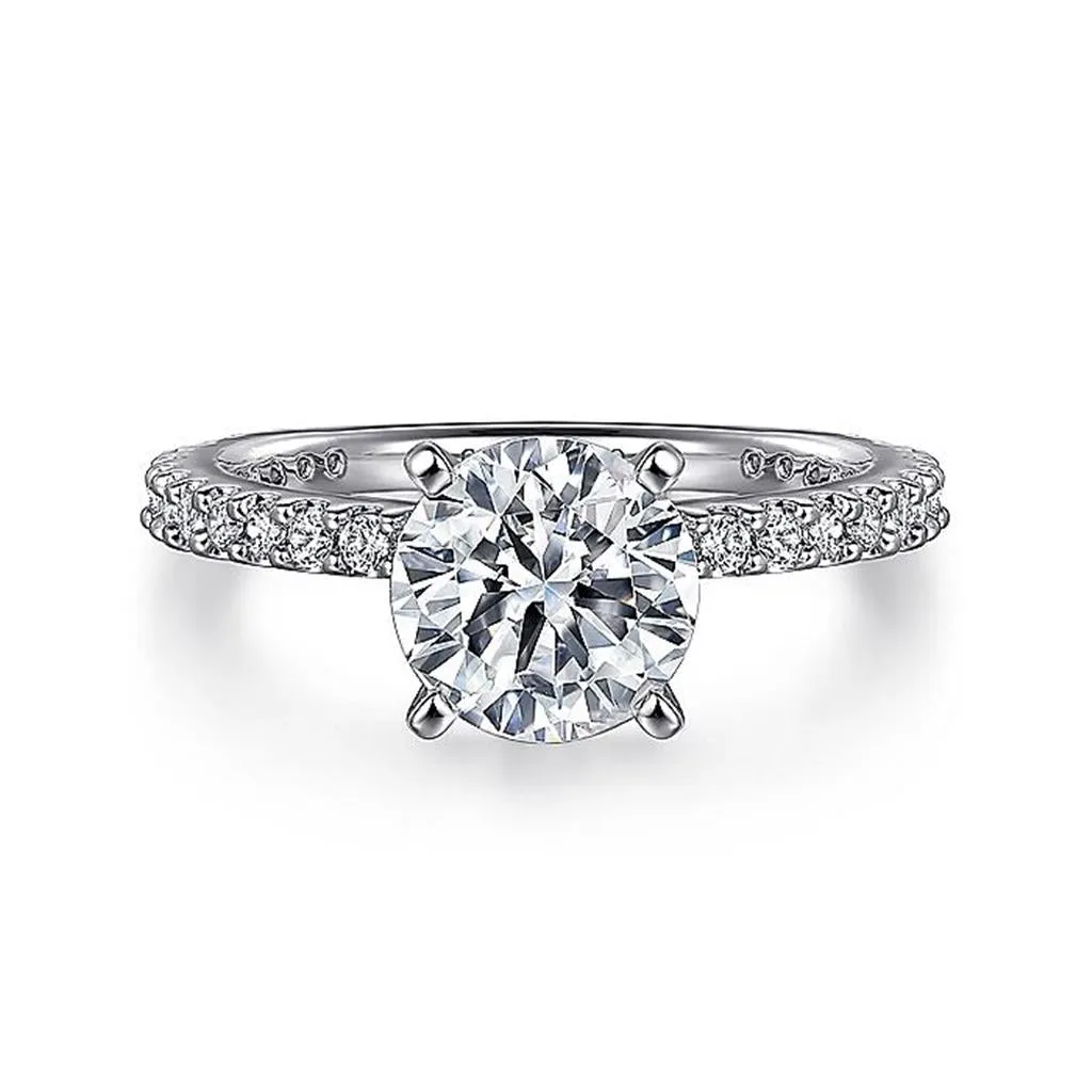 14K White Gold 'Logan' Classic Round Diamond Engagement Ring