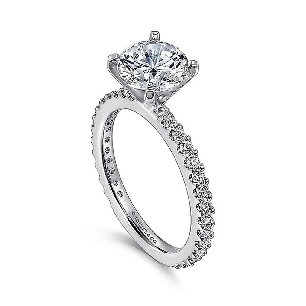 14K White Gold 'Logan' Classic Round Diamond Engagement Ring