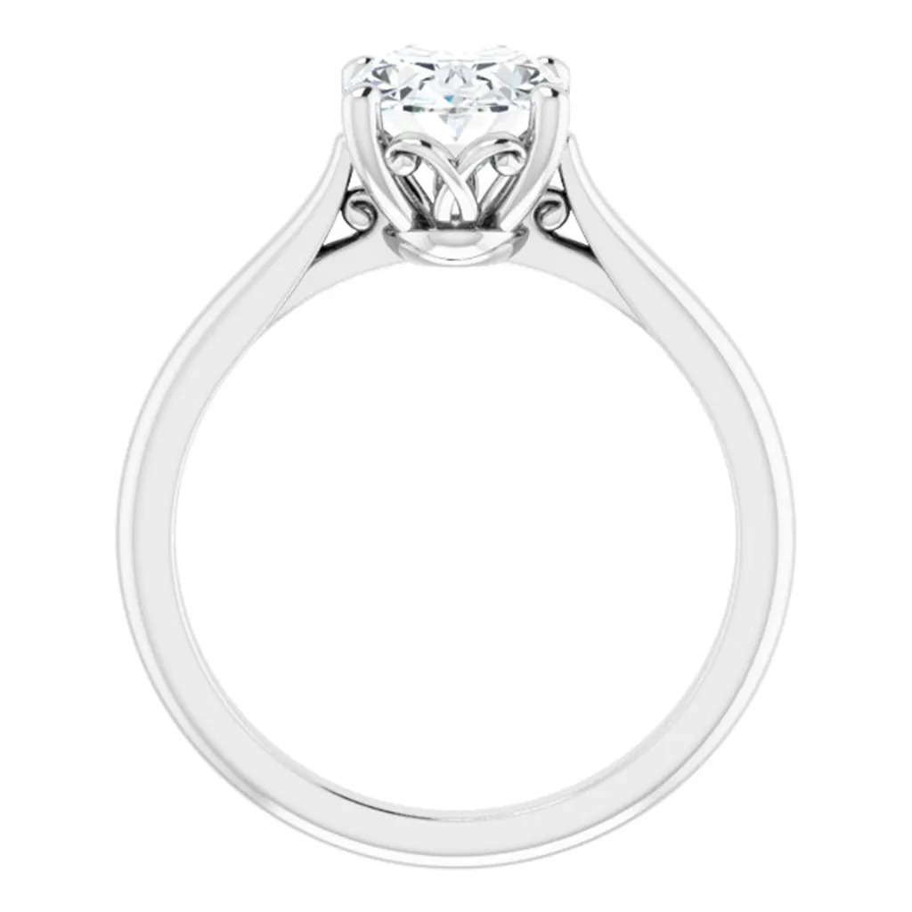 14K White Gold Oval Center Solitaire Engagement Ring