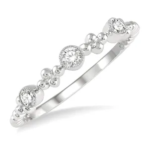 14K White Gold Stackable Natural Diamonds Ring