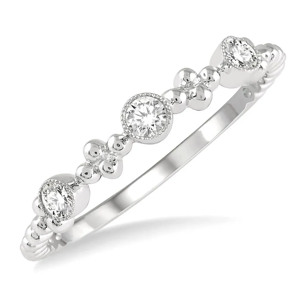 14K White Gold Stackable Natural Diamonds Ring