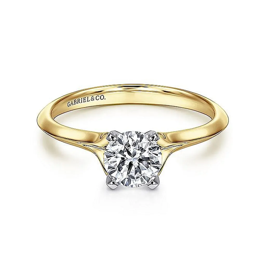 14K Yellow And White Gold 'Ellis' Round Diamond Engagement Ring