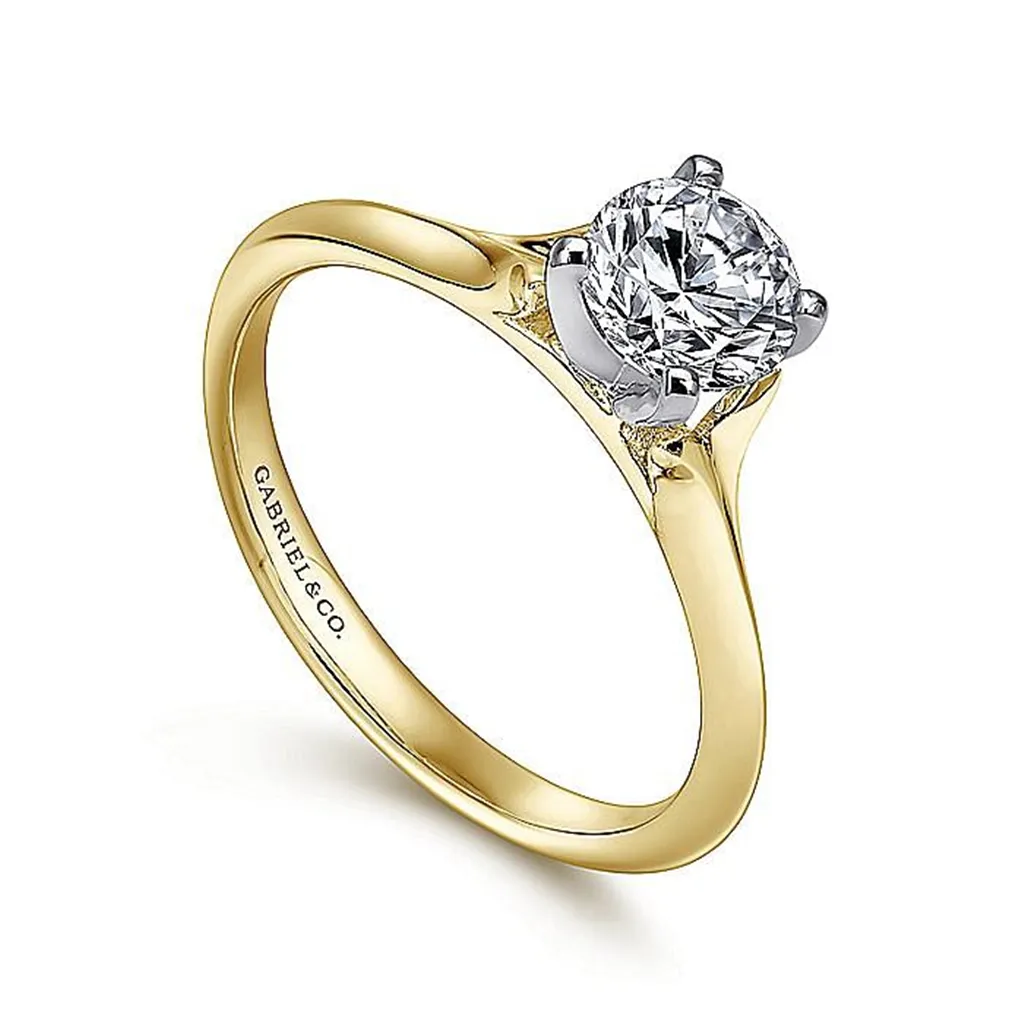 14K Yellow And White Gold 'Ellis' Round Diamond Engagement Ring