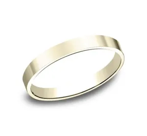14K Yellow Gold 2mm Flat Plain Straight Wedding Band