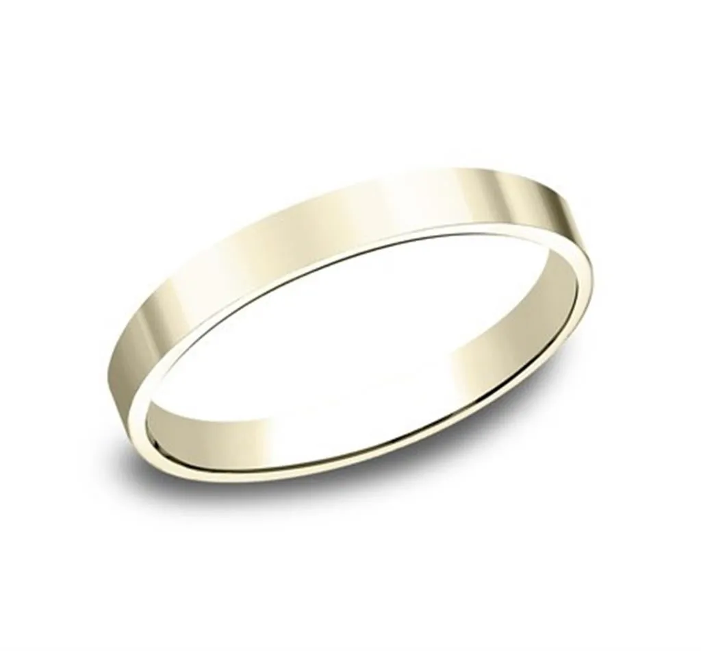 14K Yellow Gold 2mm Flat Plain Straight Wedding Band