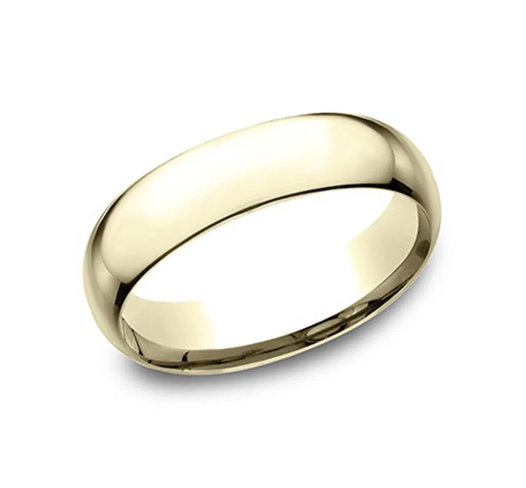 14K Yellow Gold 6mm Super Light Comfort Fit Wedding Band