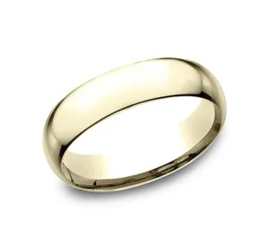 14K Yellow Gold 6mm Super Light Comfort Fit Wedding Band