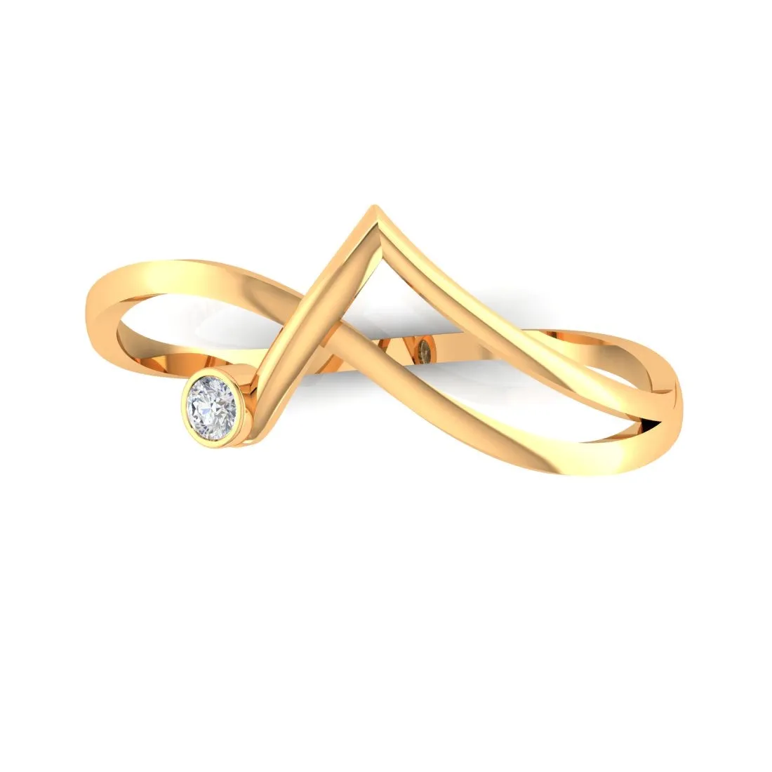 14K Yellow Gold Chic Women's Diamond Ring