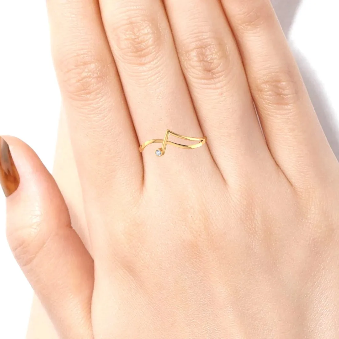 14K Yellow Gold Chic Women's Diamond Ring
