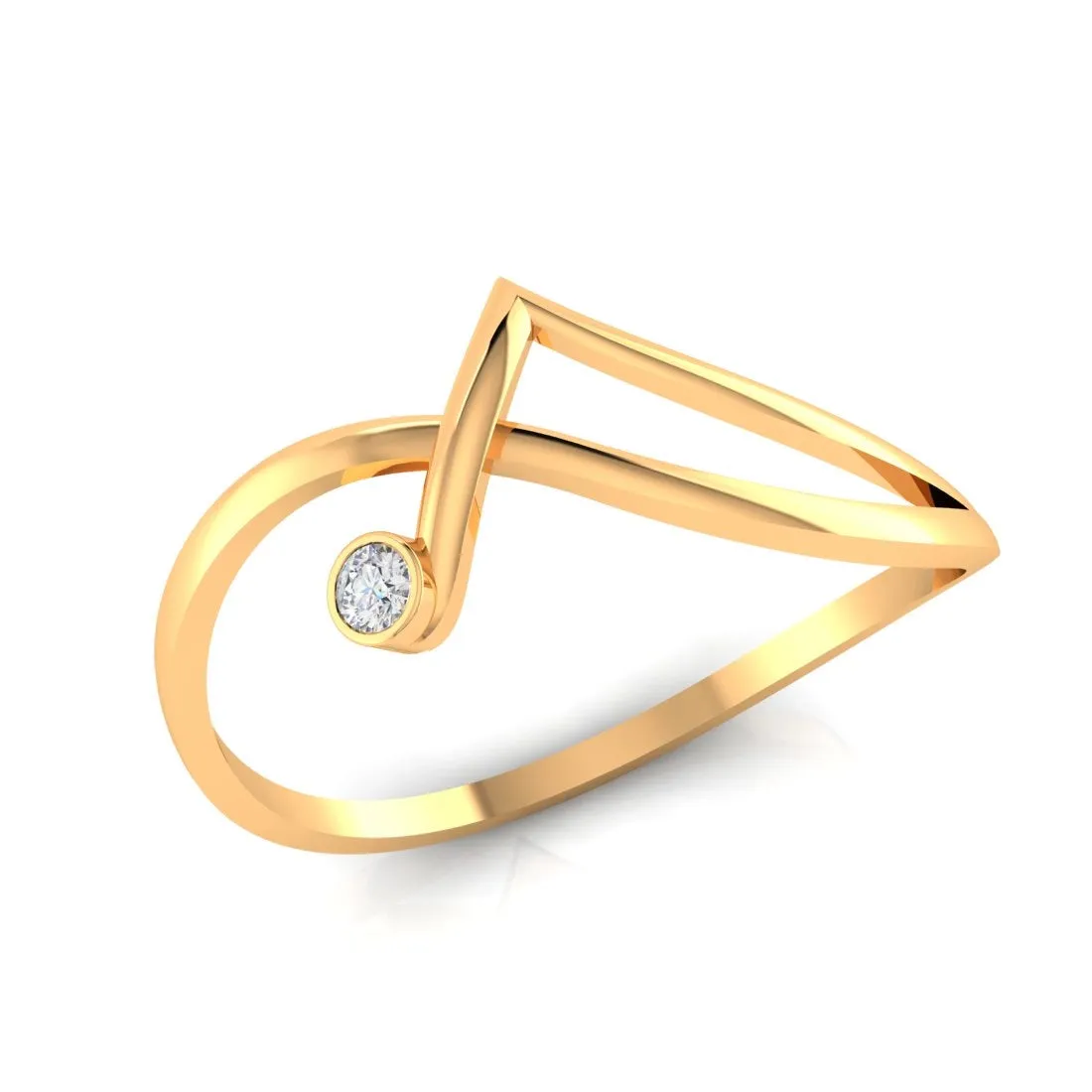 14K Yellow Gold Chic Women's Diamond Ring