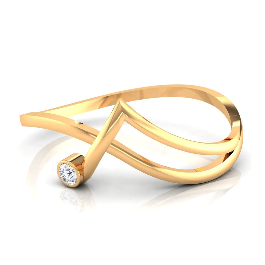 14K Yellow Gold Chic Women's Diamond Ring