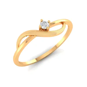 14K Yellow Gold Elegant Women's Diamond Ring - Timeless Sophistication