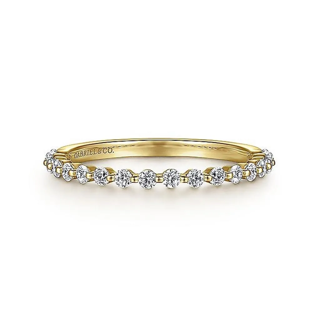 14K Yellow Gold Single Prong Diamond Anniversary Band