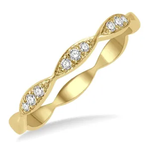 14K Yellow Gold Stackable Natural Diamonds Ring