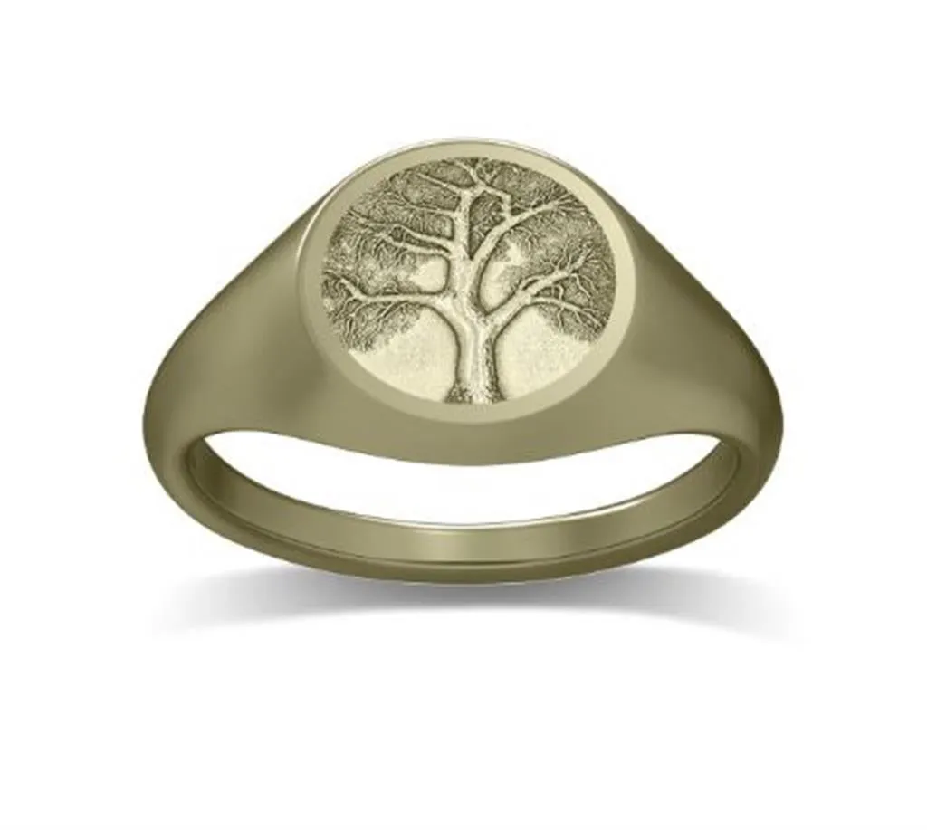 14K Yellow Gold 'The Eden' Tree Of Life Signet Fashion Ring