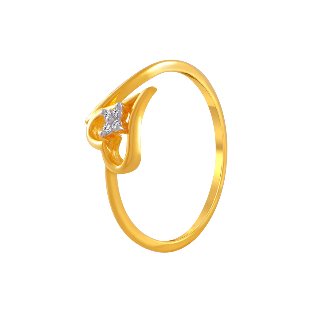 14KT (585) Yellow Gold And American Diamond Ring For Women