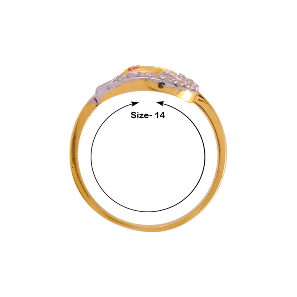 14KT (585) Yellow Gold And American Diamond Ring For Women