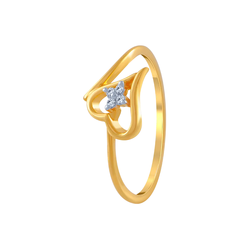 14KT (585) Yellow Gold And American Diamond Ring For Women