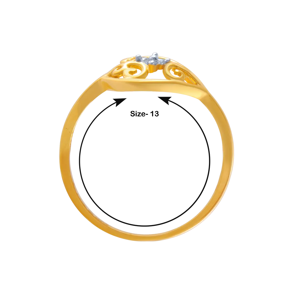 14KT (585) Yellow Gold And American Diamond Ring For Women