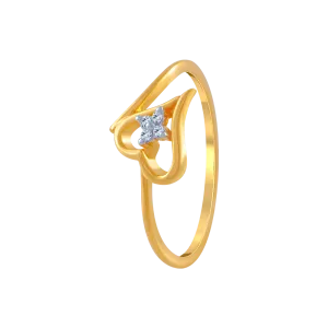14KT (585) Yellow Gold And American Diamond Ring For Women