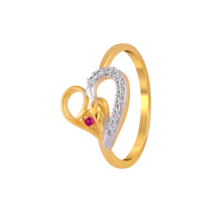 14KT (585) Yellow Gold And American Diamond Ring For Women