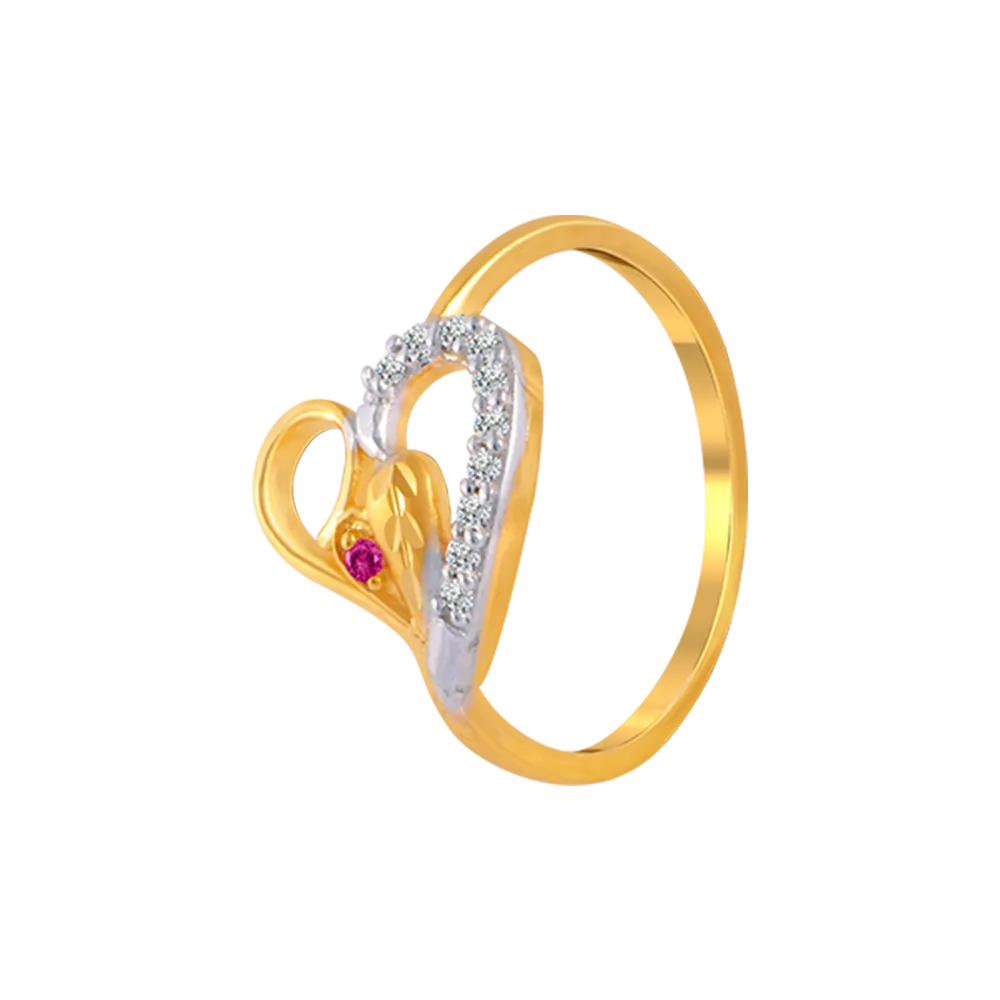 14KT (585) Yellow Gold And American Diamond Ring For Women