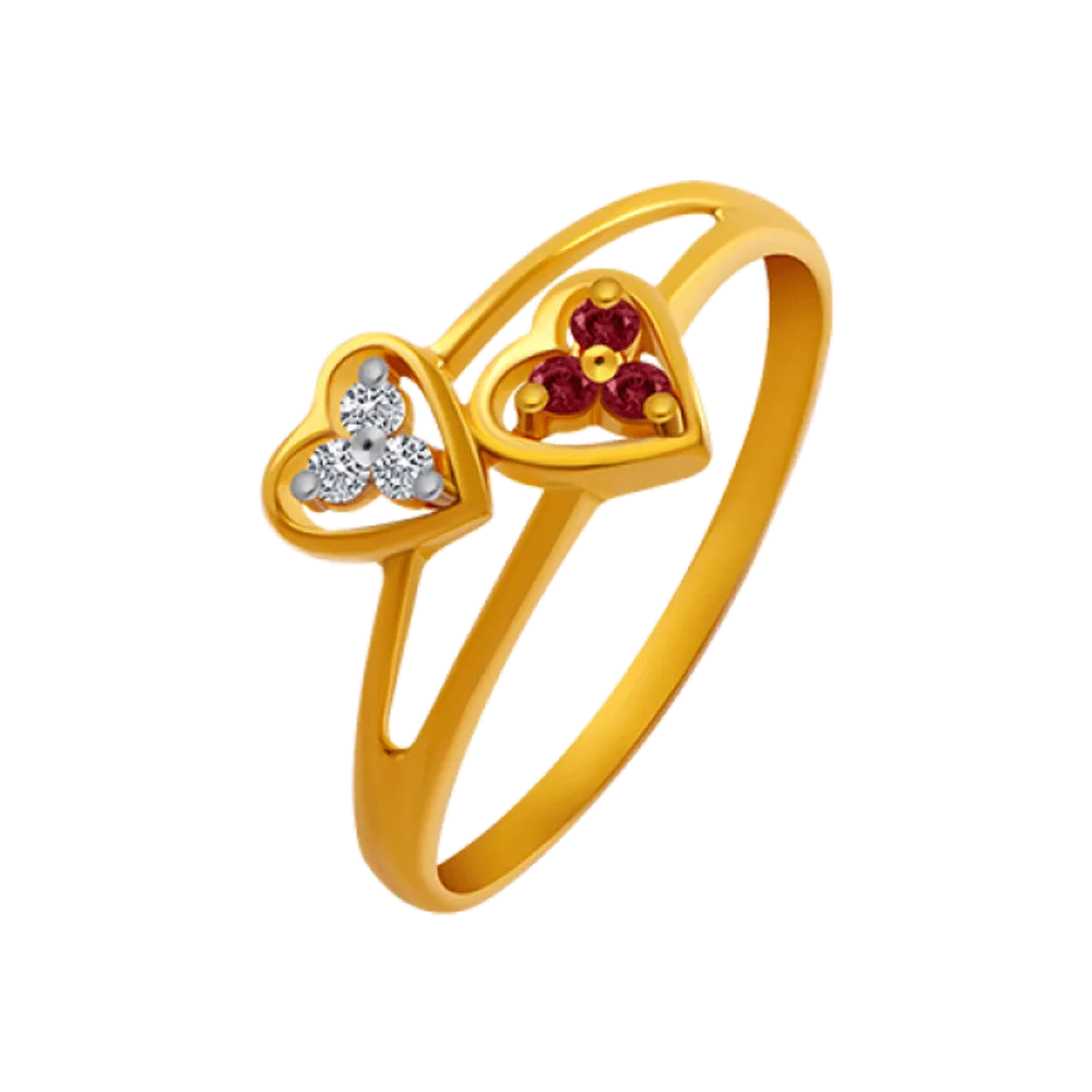 14KT (585) Yellow Gold And American Diamond Ring For Women