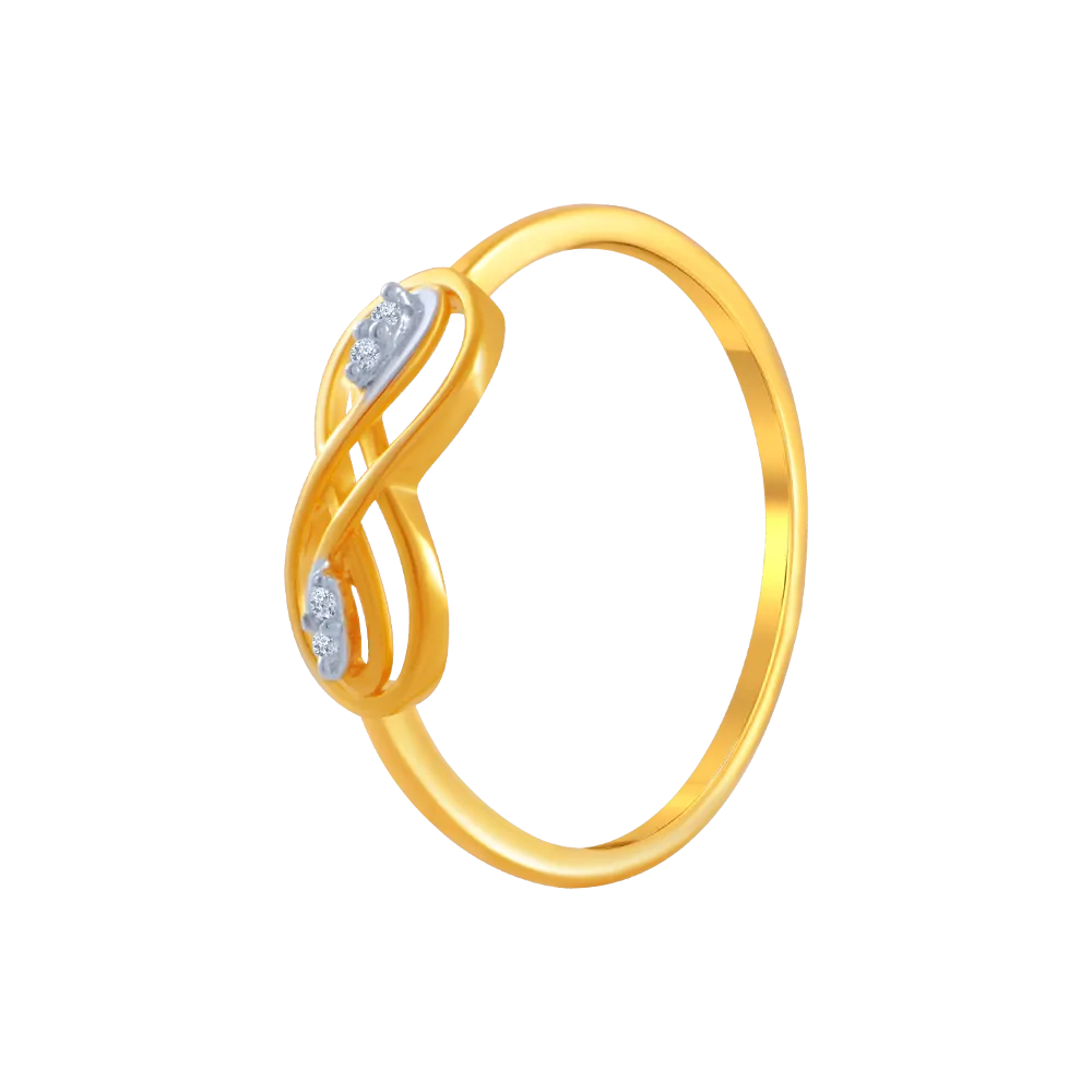 14KT (585) Yellow Gold And American Diamond Ring For Women