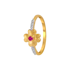 14KT (585) Yellow Gold And American Diamond Ring For Women