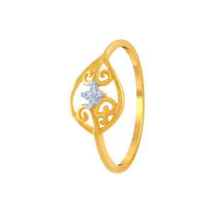 14KT (585) Yellow Gold And American Diamond Ring For Women